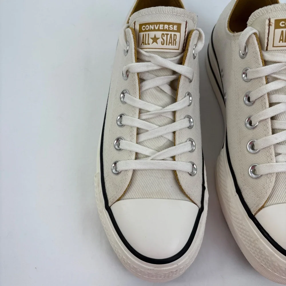 Converse Women's CTAS Lift Platform Egret/Navy/Burnt Honey Denim A03829F Size 7 - Picture 6 of 12